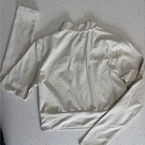 Stylish crop quarter zip Cream Blazer